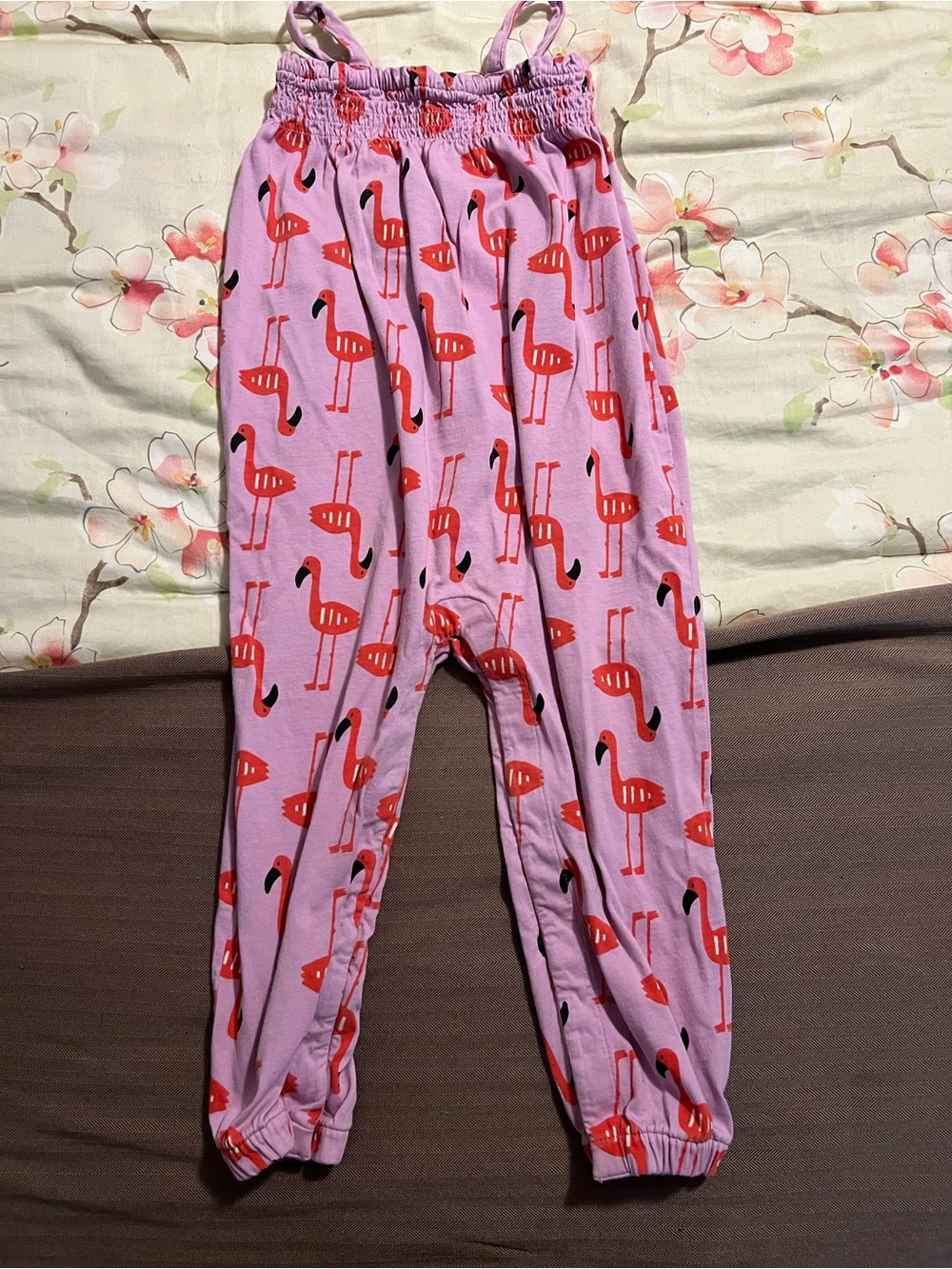 Hanna Andersson Romper Girls 3T Pink Flamingo Print Cotton Summer